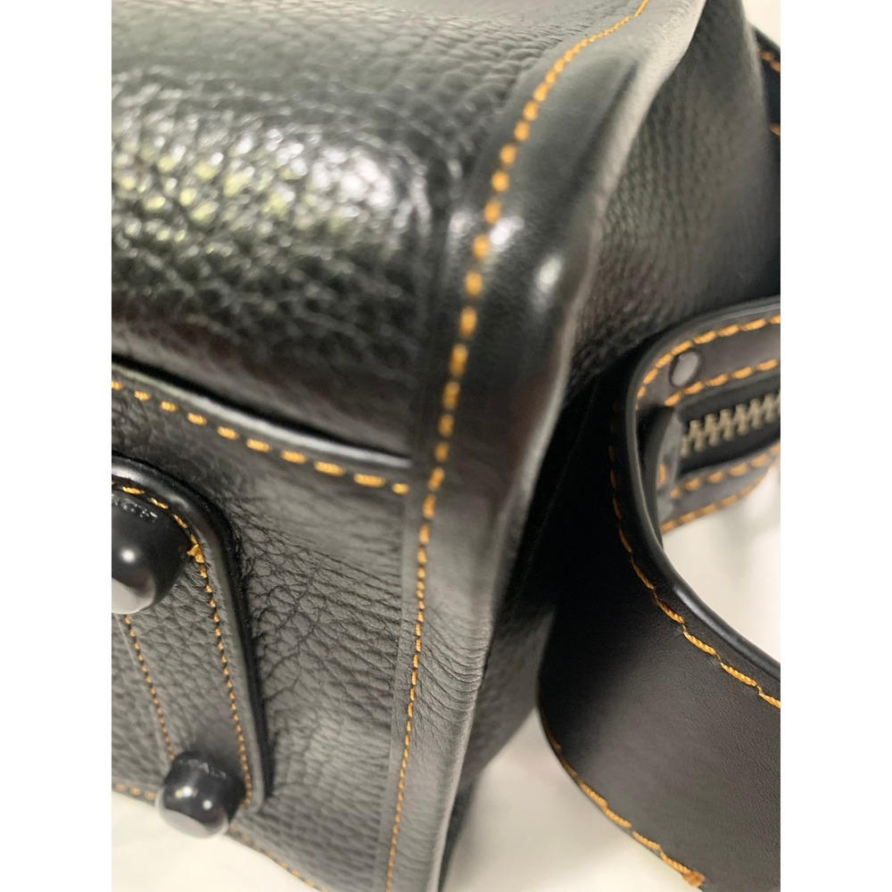 Coach Rogue 31 Black Glovetanned Pebble Leather Tea Rose Floral Satchel Bag - Picture 10 of 16
